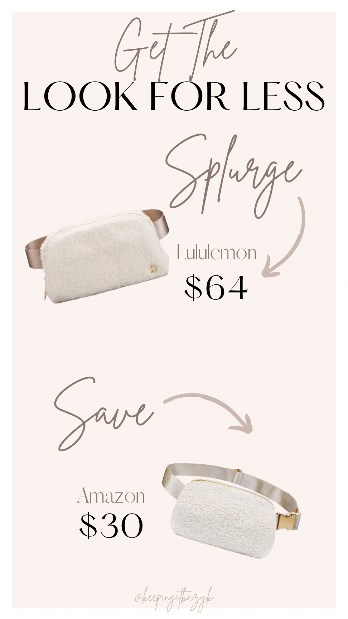 Looks for less, dupes, lululemon sherpa belt bag

#LTKunder50