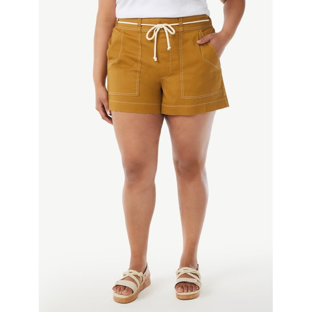 Free Assembly Women's E-Waist Utility Shorts - Walmart.com | Walmart (US)