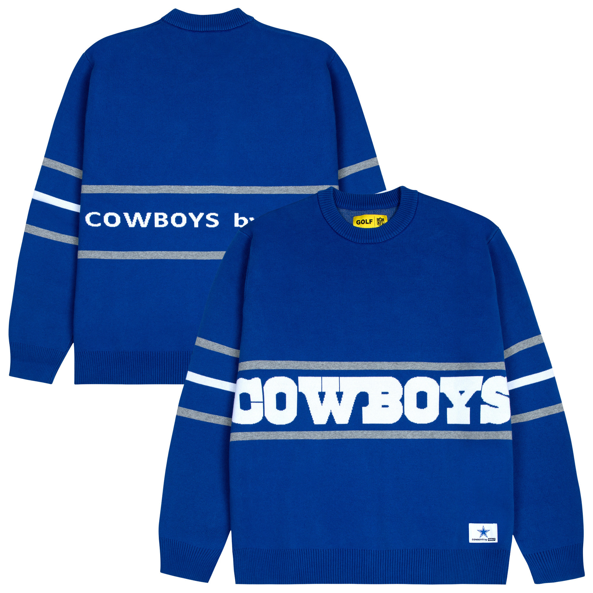 Men's GOLF WANG Blue Dallas Cowboys Jacquard Pullover Sweater | NFL Shop