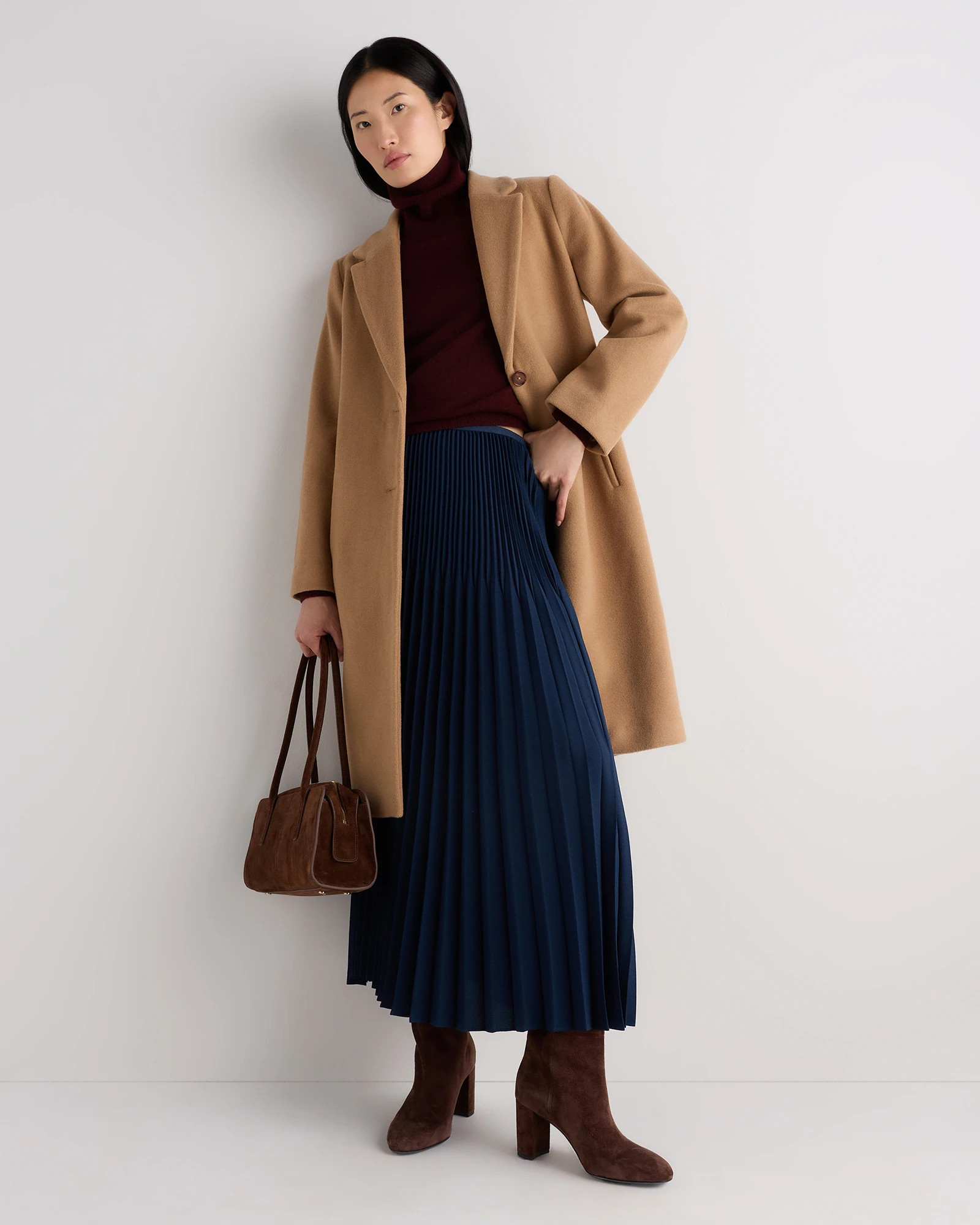 Quince | Women's Wool Cashmere Classic Single-Breasted Coat in Caramel, Size Medium | Quince