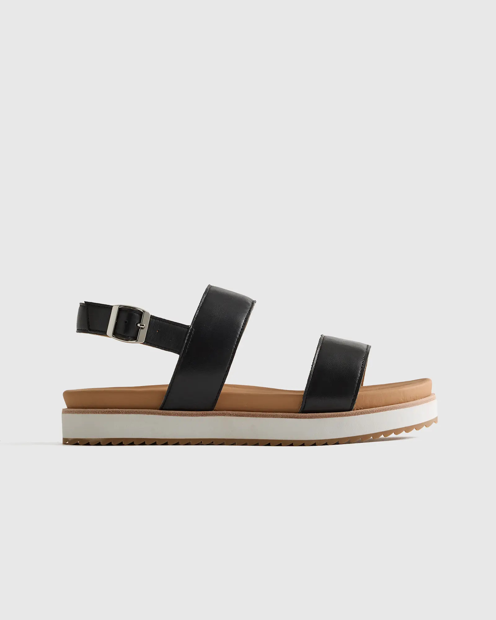 Italian Leather Water Repellent Platform Sandal in Black | Quince