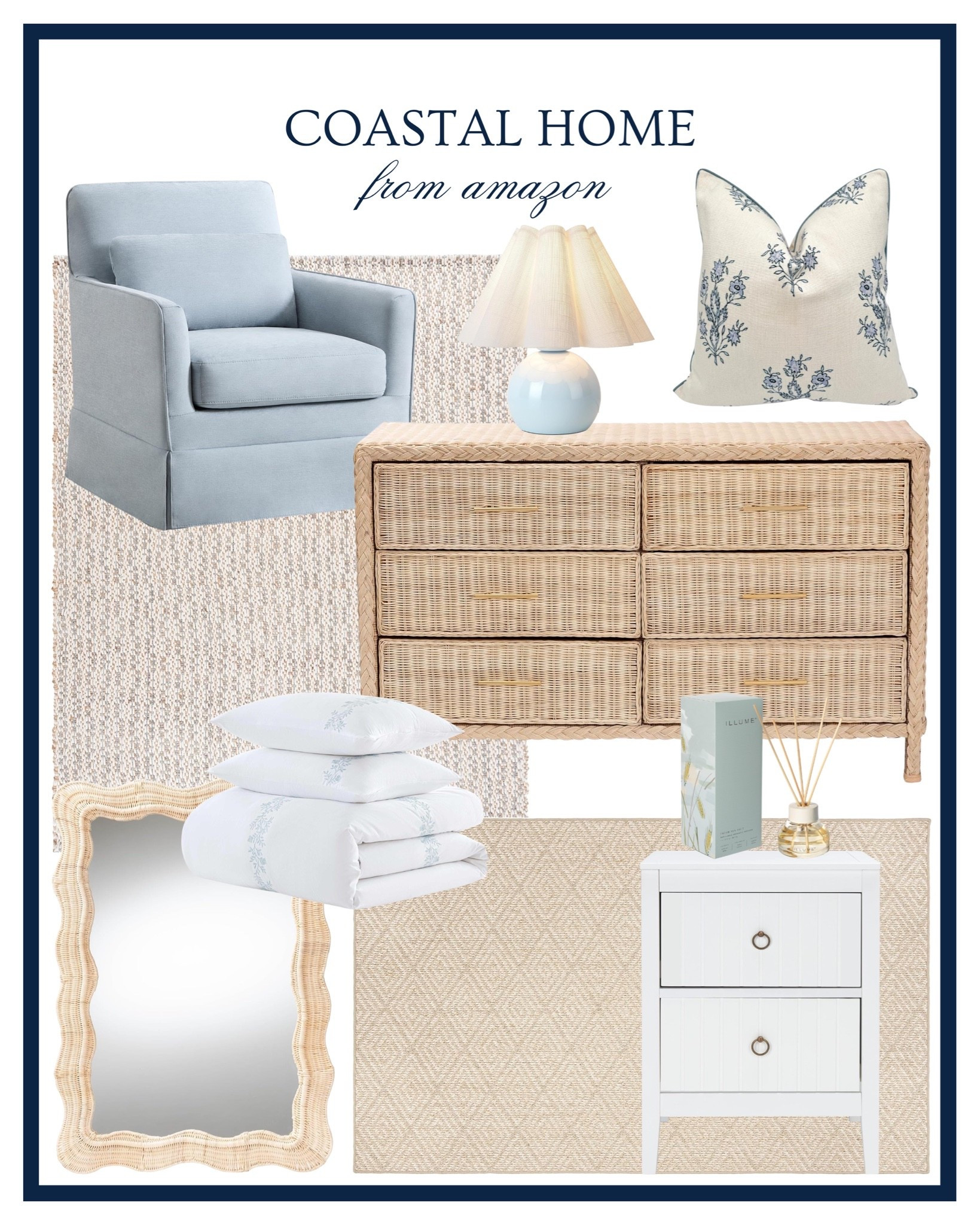 Coastal home from Amazon 🐚🌊 Love these Amazon home finds for a coastal, blue and white beachy home