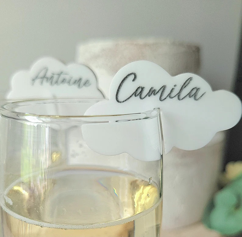 Personalized Cloud Glass Charm | Head In the cloud Drink Topper Glass | Drink Tag | Etsy (US)