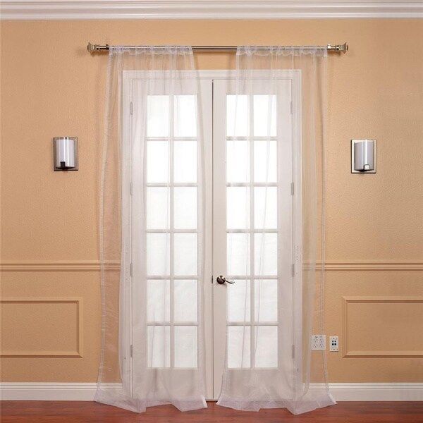 Exclusive Fabrics White Faux Organza Sheer Curtain Panel Pair | Bed Bath & Beyond