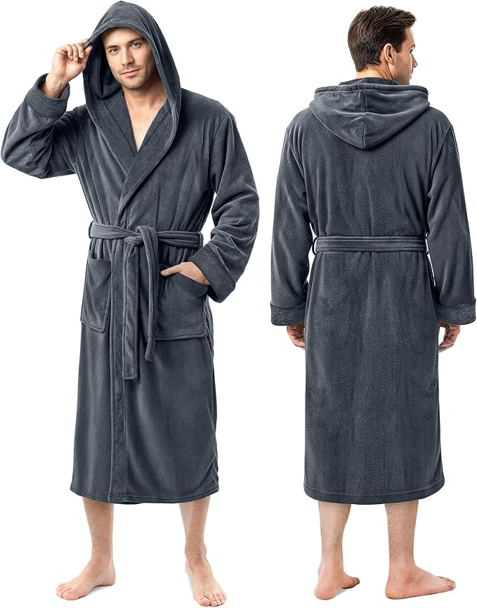 NY Threads Mens Robe with Hood, Luxury Plush Fleece Hooded Mens Bathrobe, Spa Bath Robe for Men | Amazon (US)