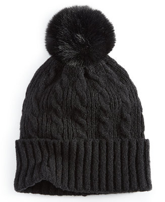 Style & Co Solid Color Pom-Pom Cable Knit Beanie, Created for Macy's - Macy's | Macy's