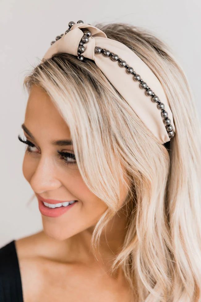 A Stylish Classic Blush With Black Chain Headband FINAL SALE | The Pink Lily Boutique