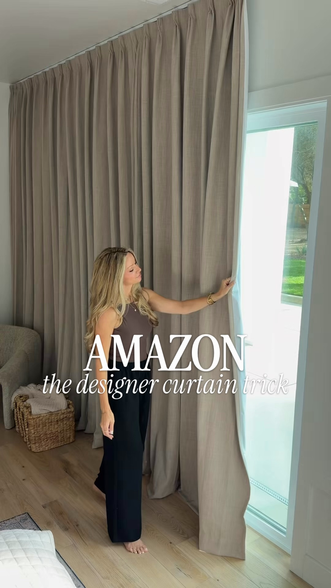 My master bedroom upgrade 🤎 comment AMAZON and I'll send you the details

These are customizable curtains and I ordered shade burlywood birch in the triple pleat with a blackout option. The best upgrade in my bedroom isn't the bedding — it's this. Amazon curtains on a ceiling-mounted track, hung floor to ceiling so the room feels twice as tall. The track disappears into the ceiling and they glide like butter. Designer look, Amazon price. ✨

Send this to your friend who's decorating 🏡

Would you try this in your home?

#amazonhome #amazonfinds #homedecor #masterbedroom #curtainideas

Comment SHOP below to receive a DM with the link to this post on my LTK ⬇