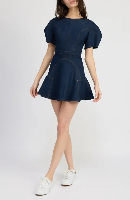 En Saison Dakota Denim Minidress in Indigo at Nordstrom, Size X-Small | Nordstrom