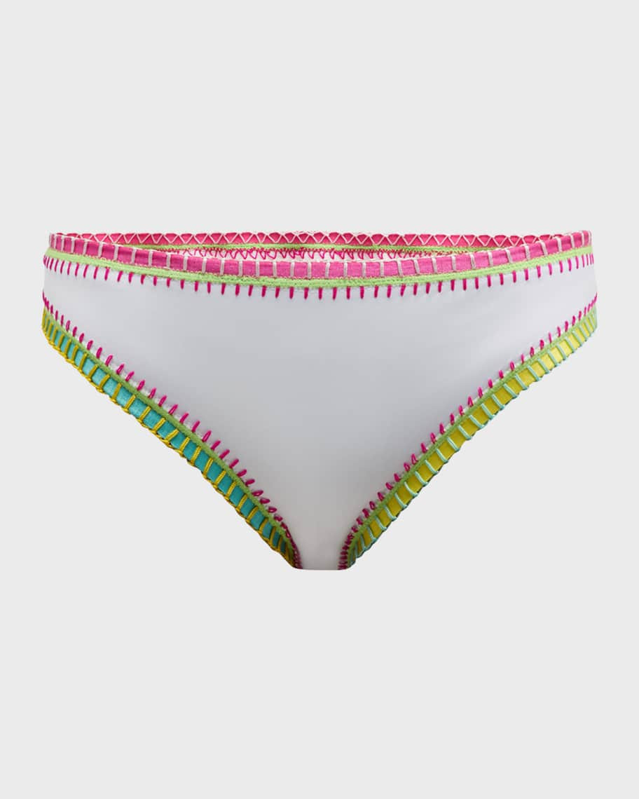 Crochet-Trim Scoop Bikini Bottoms | Neiman Marcus