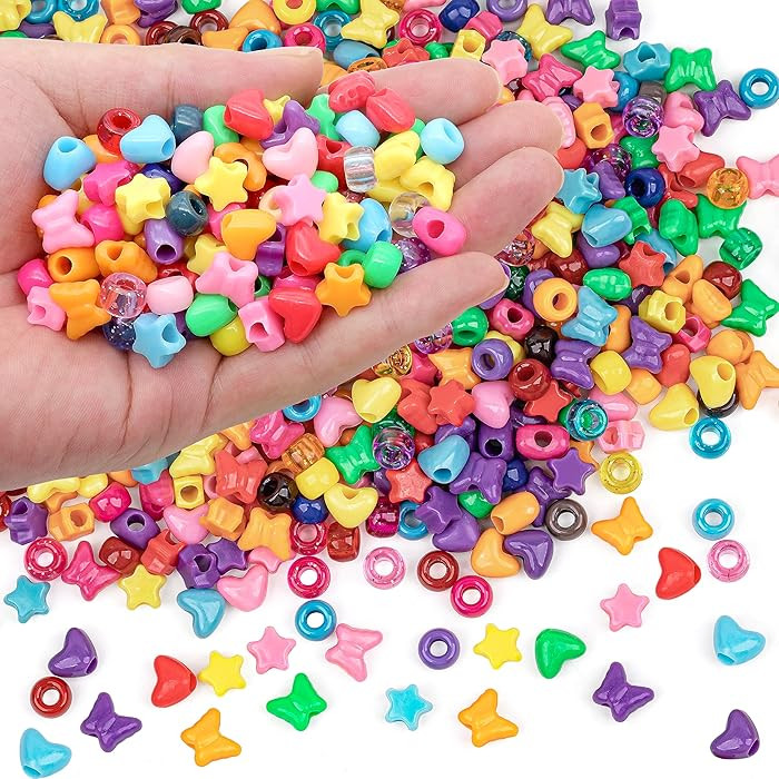 900 Pcs Pony Beads Shapes for Bracelet、Jewelry Making、Friendship Bracelets Colourful Plastic ... | Amazon (US)