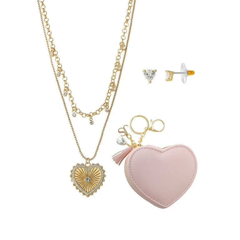 Jessica Simpson Layer Heart Necklace and Earring Gift Set | Walmart (US)