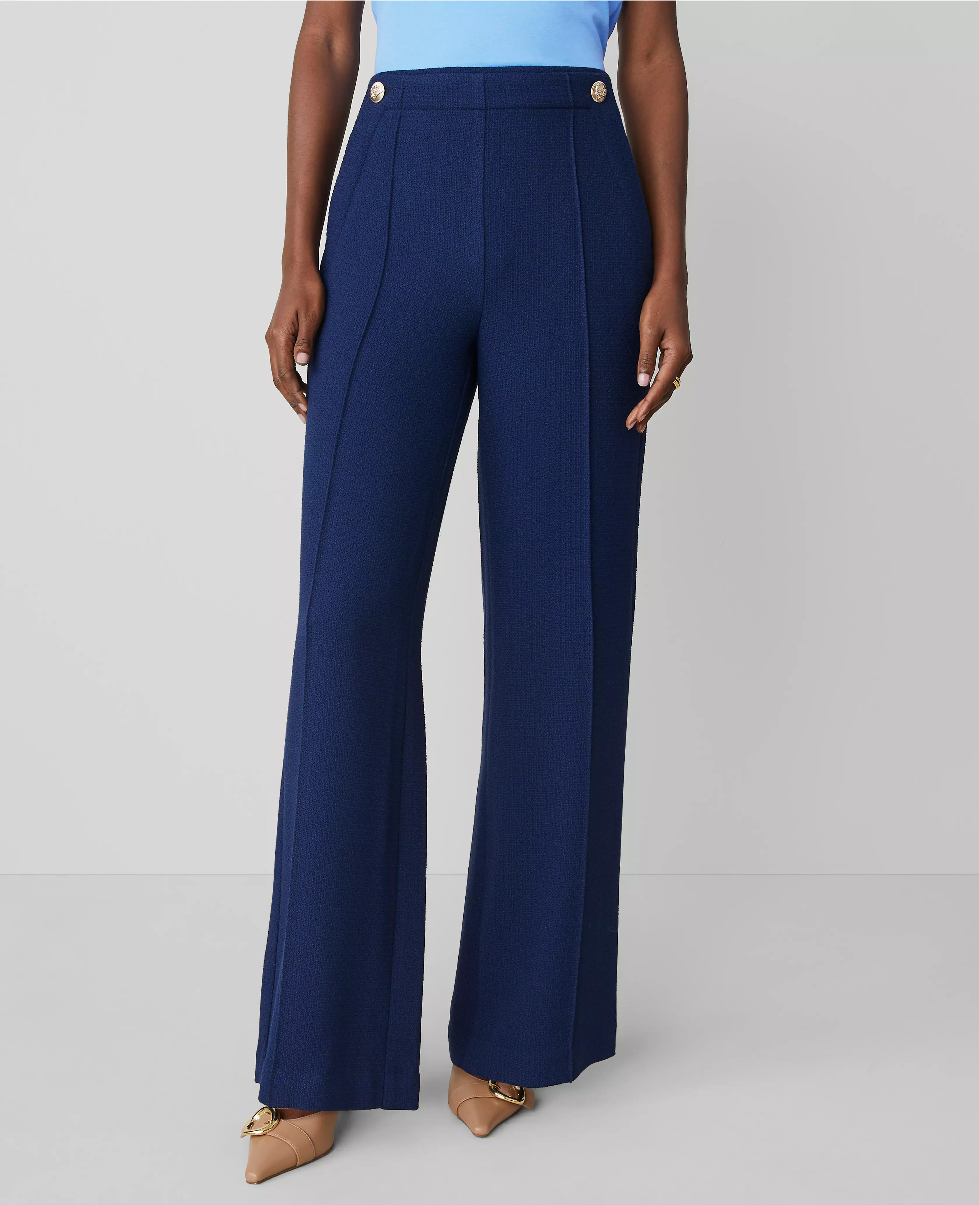 The Petite Wide-Leg Sailor Pant in Texture | Ann Taylor