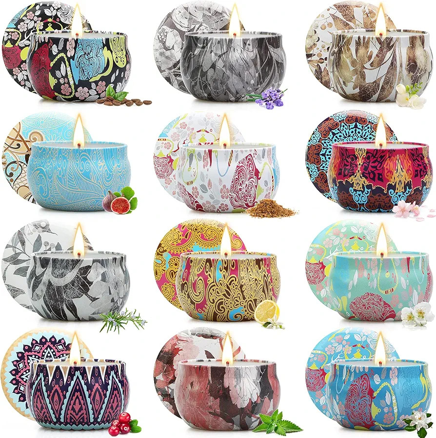 12 Pack Scented Candles Gift Set, Aromatherapy Candles Gifts for Women, 8% Essential Oil, 240H Lo... | Amazon (US)