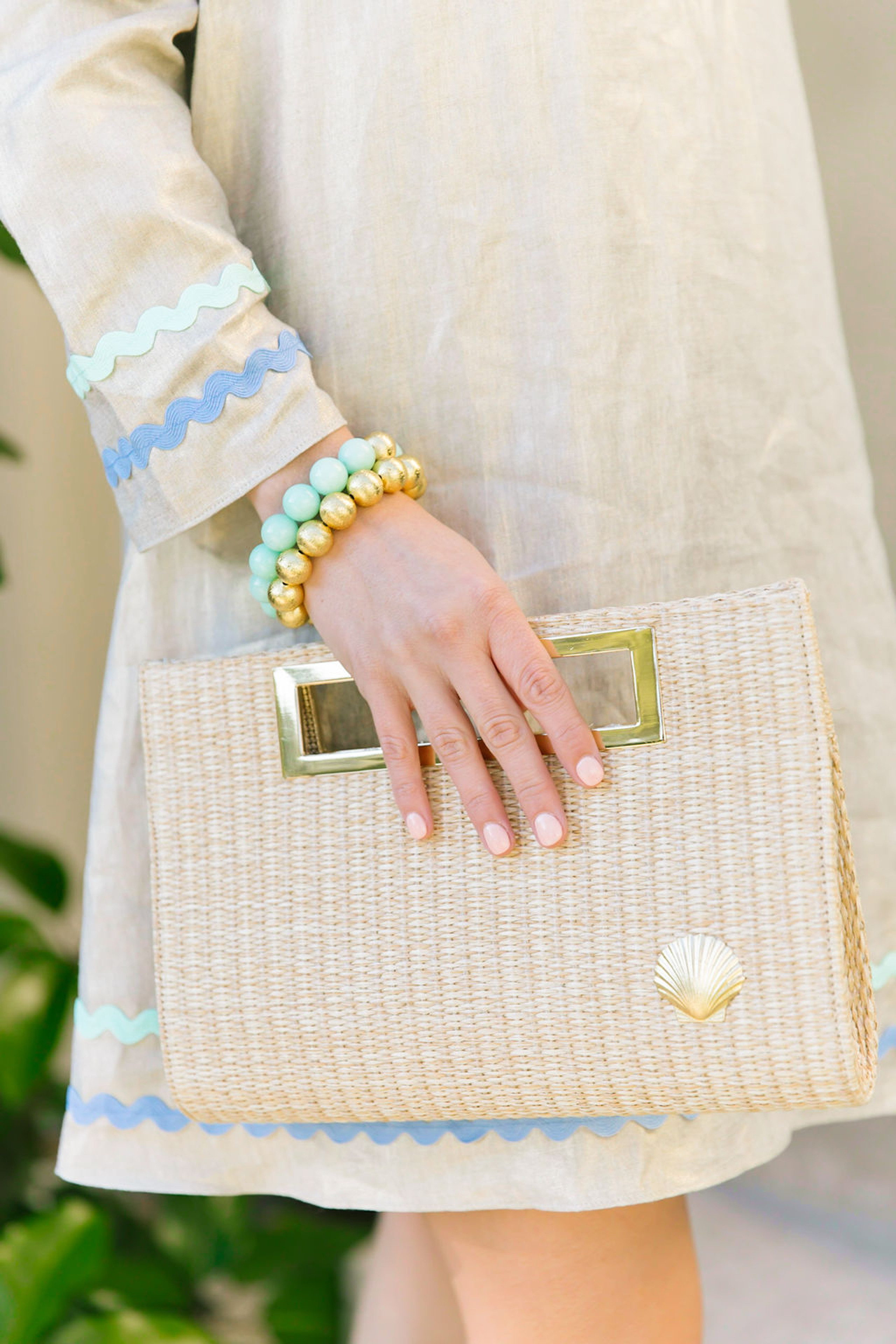 Chloe Clutch - Straw - Gold Charm - PreOrder | Lisi Lerch Inc