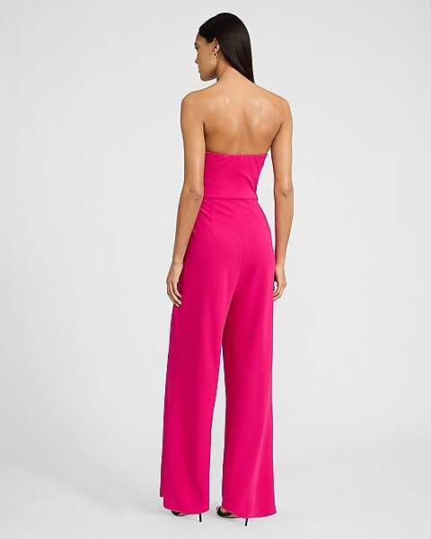 Strapless Ruched Wide Leg Jumpsuit | Express