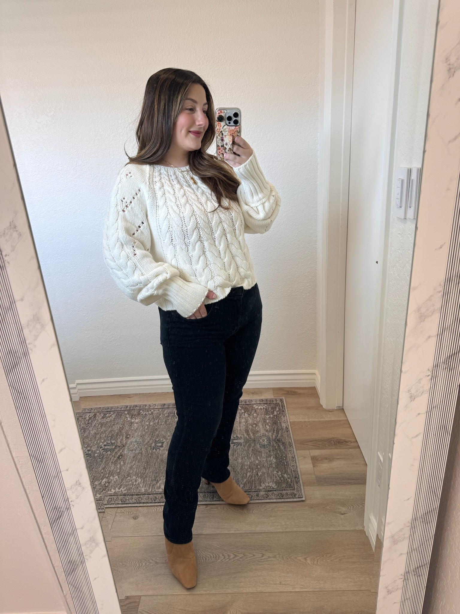 Nordstrom sale! 

Free People cable knit sweater - love the length! Size small 

High rise ankle jeans size 28, run TTS 

Boots run TTS 

#LTKxNSale #LTKSummerSales #LTKShoeCrush
