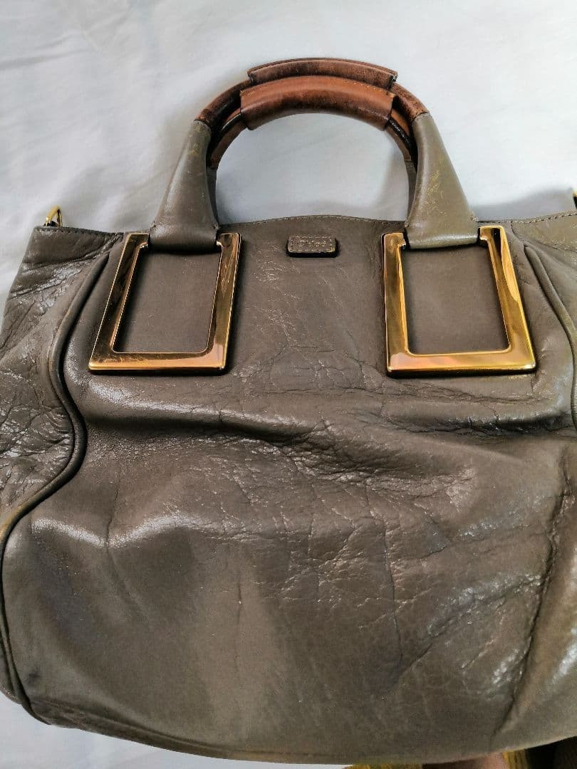 Authentic Chloe Ethel handbag leather brown gray shoulder bag women handle bag | eBay | eBay US