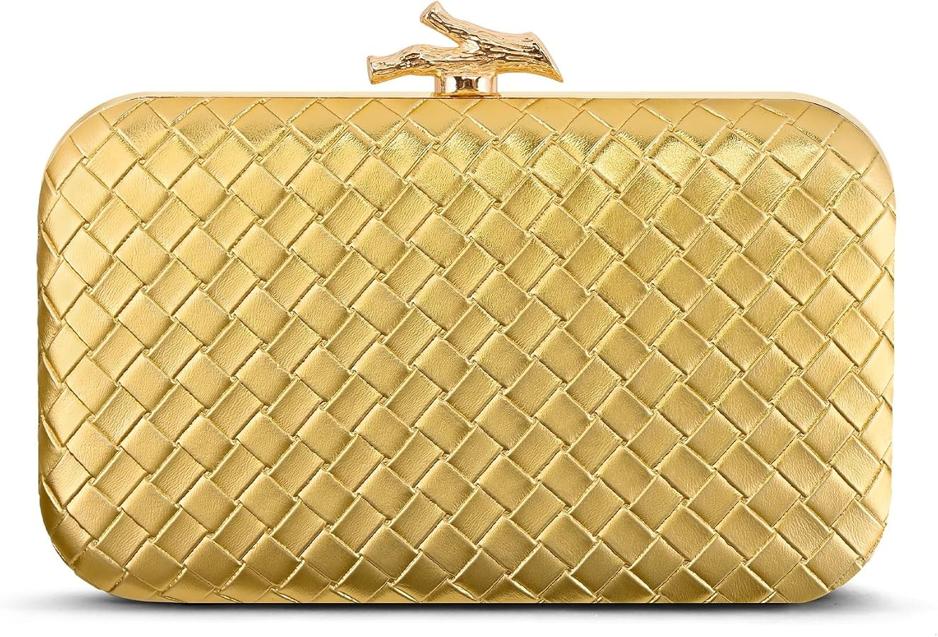 Woven Clutch Purses for Women Dressy, PU Leather Evening Bags Formal with Chain, Trendy Purses an... | Amazon (US)