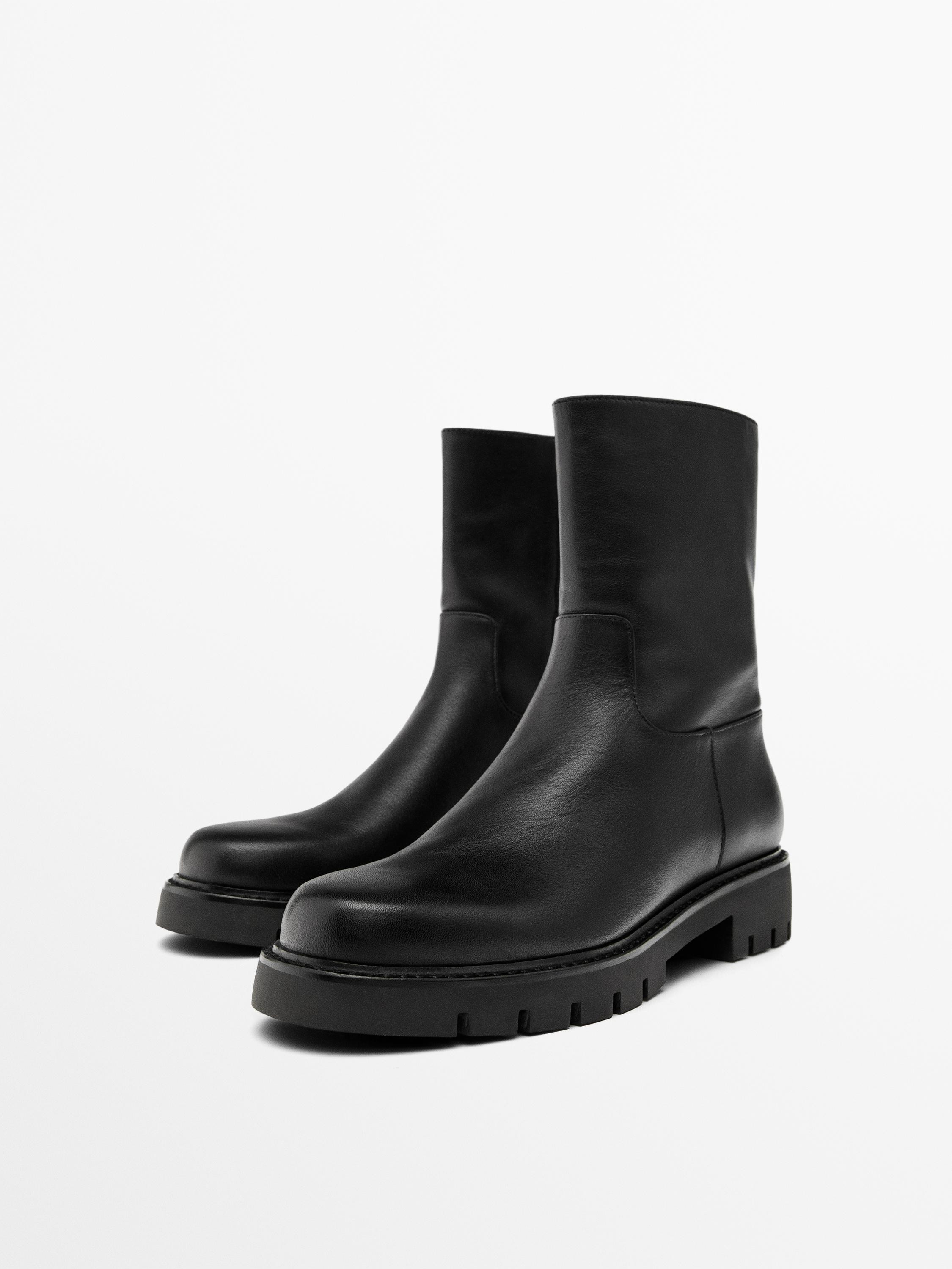 Track sole flat ankle boots | Massimo Dutti UK