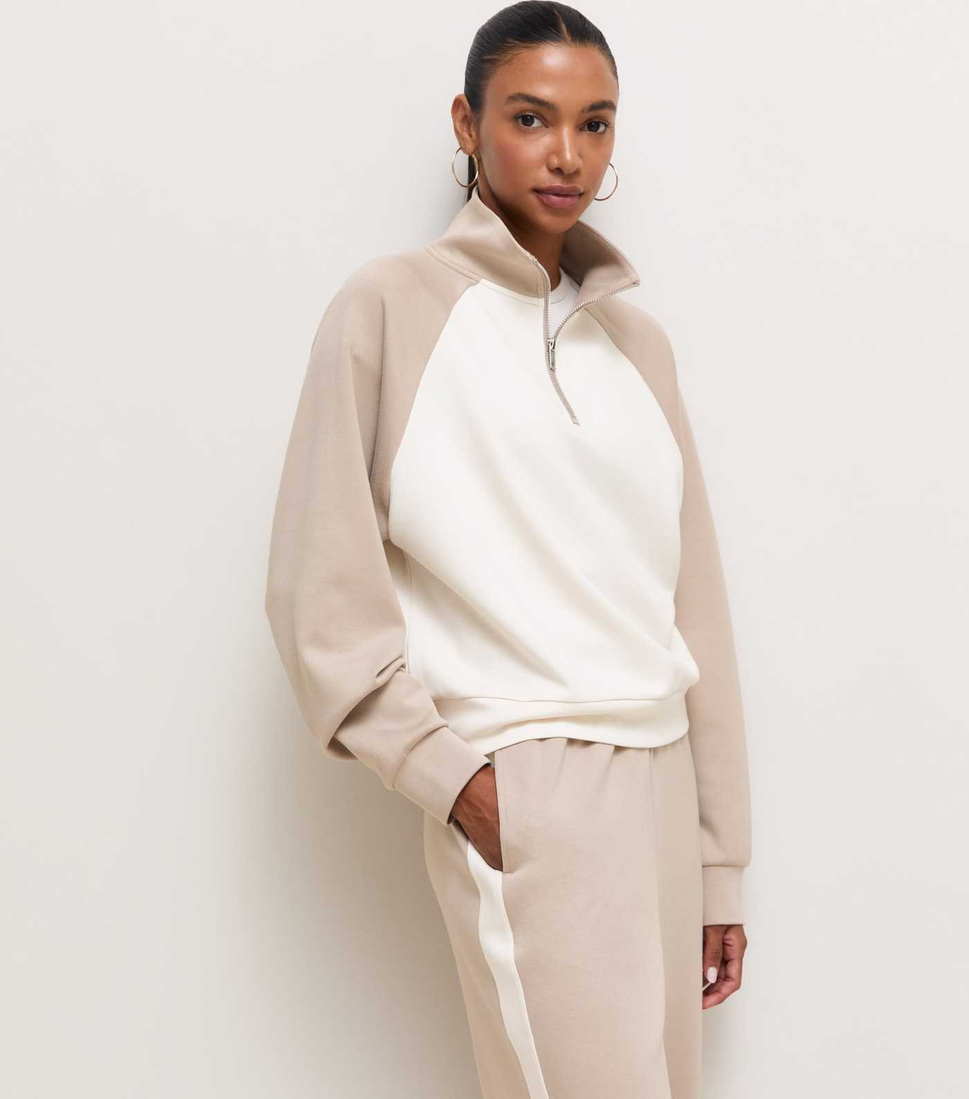 Premium Mink Colour Block Raglan Sleeve Sweatshirt | New Look | New Look (UK)