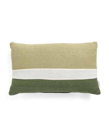 14x24 Block Striped Faux Straw Indoor Outdoor Pillow | Polyester | Marshalls