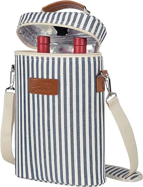 Tirrinia 2 Bottle Wine Gift Tote Carrier - Leakproof & Insulated & Padded Versatile Cooler Bag fo... | Amazon (US)