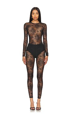 Amanda Uprichard Caresha Catsuit in Black Lace from Revolve.com | Revolve Clothing (Global)