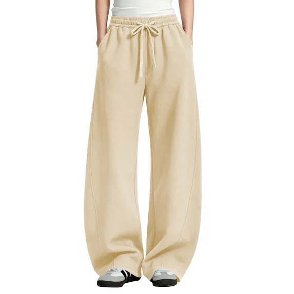 TEMOFON Barrel Sweatpants Women Fall Fashion Wide Leg Pants Baggy Lounge Comfy Flowy Sweat Pants ... | Walmart (US)