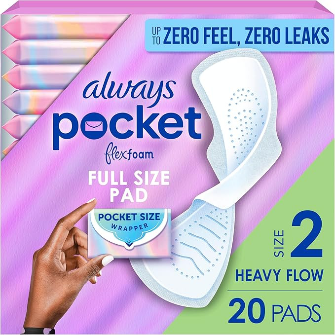 Always Pocket Flexfoam Pads, Size 2, Heavy, with Wings, 20 Count | Amazon (US)