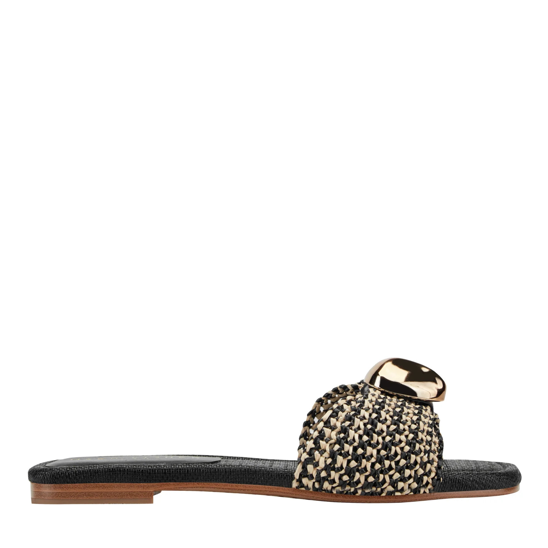 Women's Nalena Flat Slide Sandal - Black Multi | Marc Fisher Footwear | Marc Fisher
