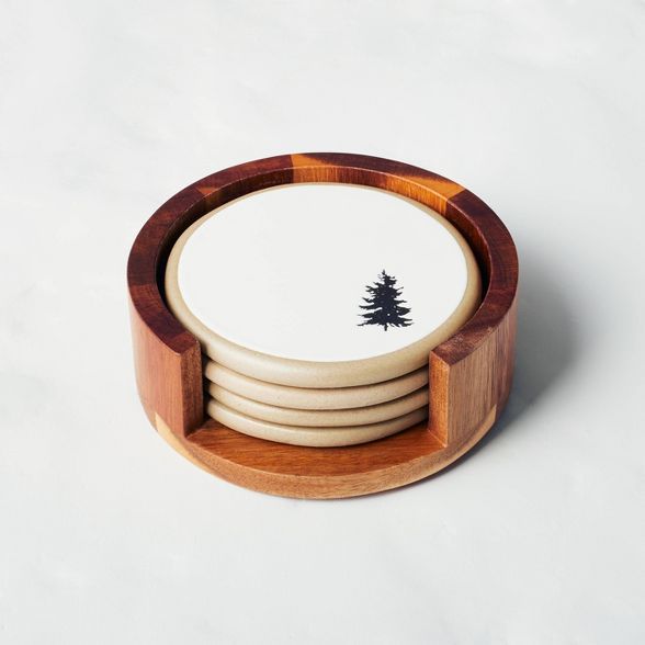 4pk Black Tree Imprinted Stoneware Coaster Set - Hearth & Hand™ with Magnolia | Target