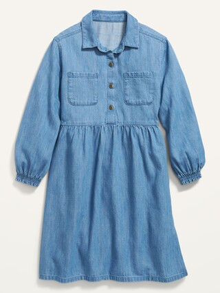 Medium-Wash Jean Shirt Dress for Girls | Old Navy (US)