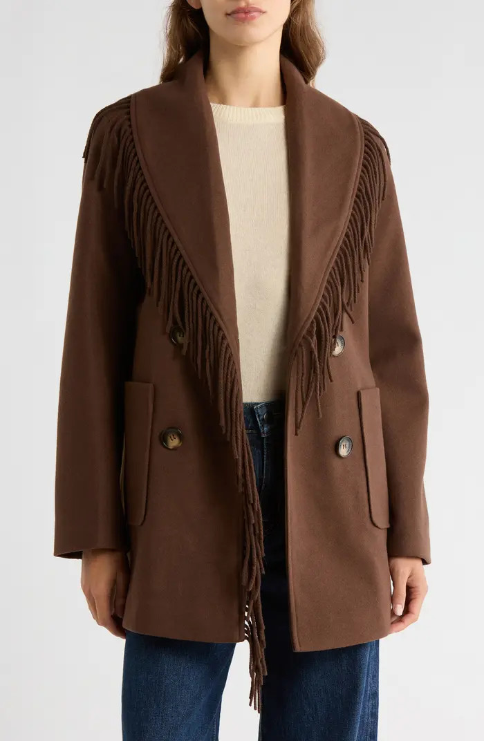 Fringe Shawl Collar Coat | Nordstrom
