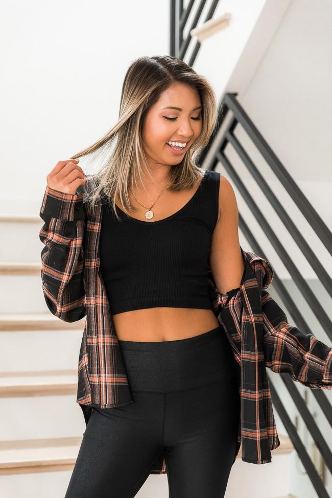 All I Ever Wanted Black Plaid Button Front Blouse | The Pink Lily Boutique