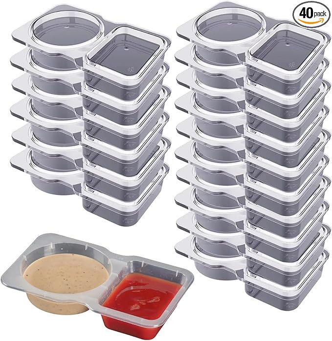 Disposable Double Compartment Condiment Containers with Lids – Leakproof, Food-Safe, Reusable S... | Amazon (US)