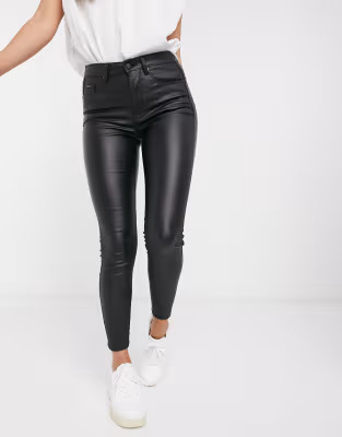 Stradivarius coated push up jean in black | ASOS (Global)
