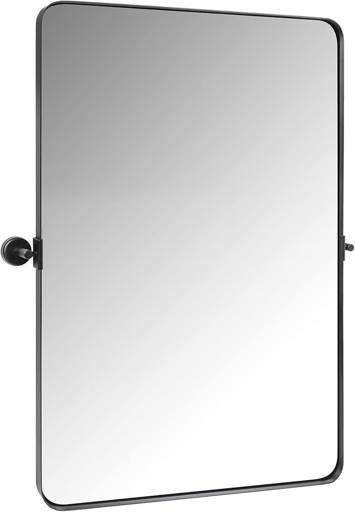 Clavie Pivot Bathroom Mirror, 22x30 Inch Black Metal Framed Pivoting Bathroom Tilting Wall Mirror... | Amazon (US)