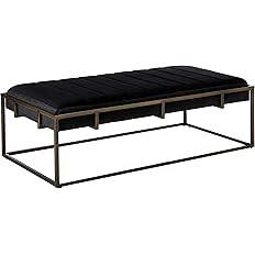 Christopher Knight Home Vassy Modern Velvet Ottoman Bench with Brass Finish, Black | Amazon (US)