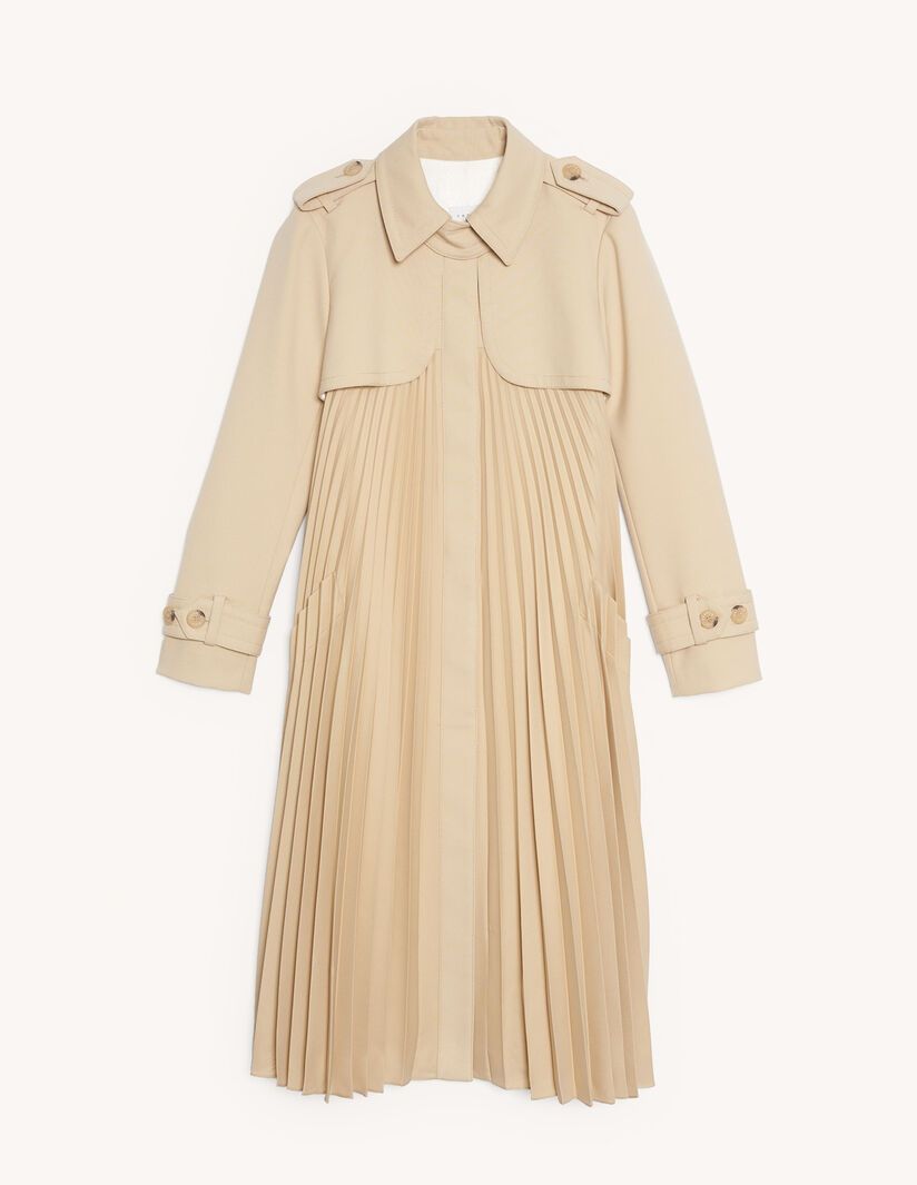 Pleated trench coat with belt | Sandro-Paris US