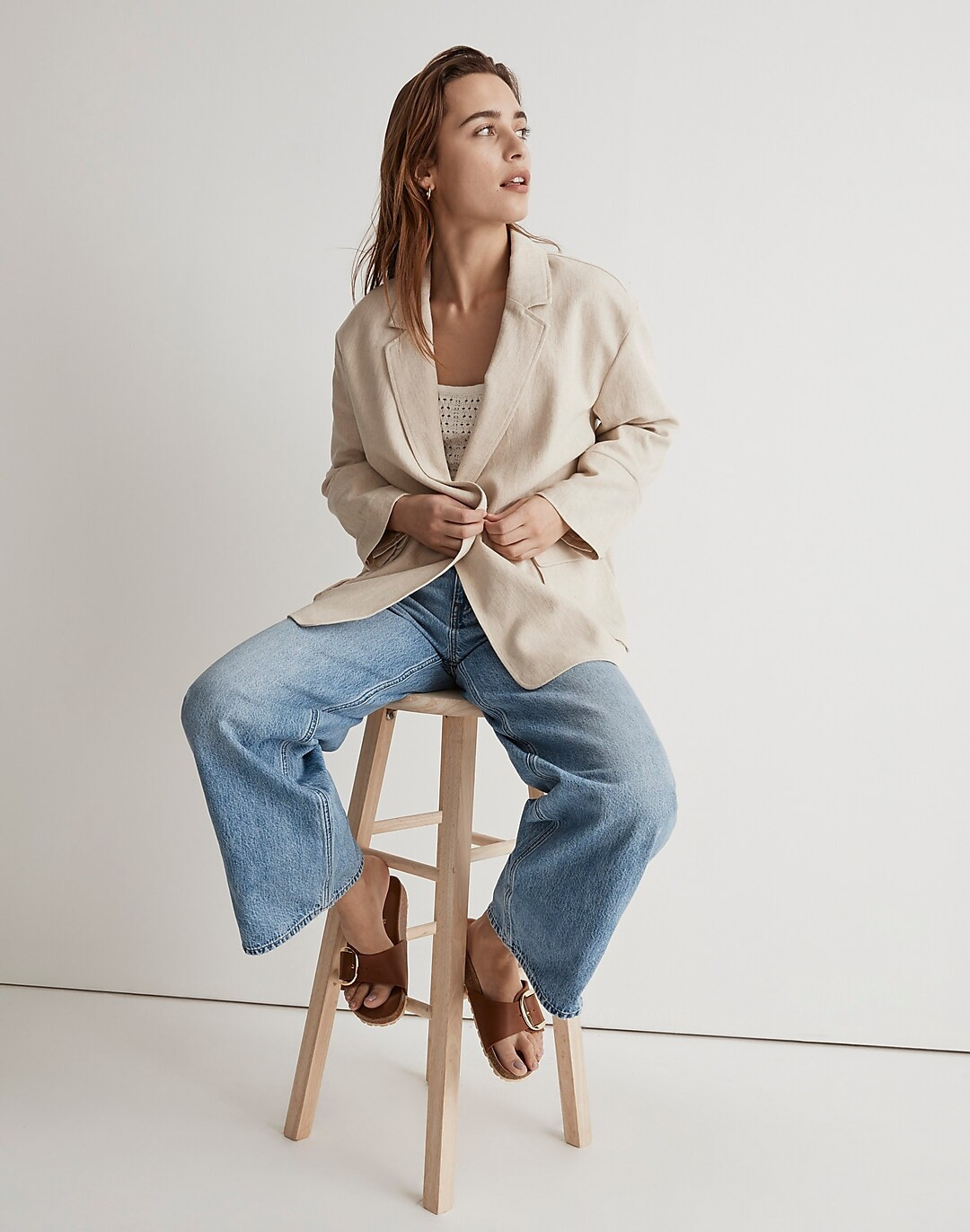 The Cargo Double-Breasted Blazer in Linen-Cotton | Madewell