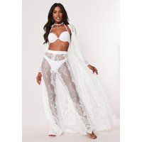 White Eyelash Lace Beach Kimono | Missguided (US & CA)