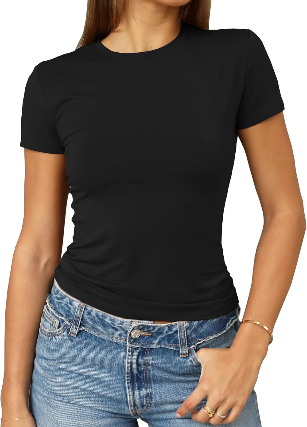 Abardsion Women's Casual Basic Slim Fit T Shirts | Amazon (US)