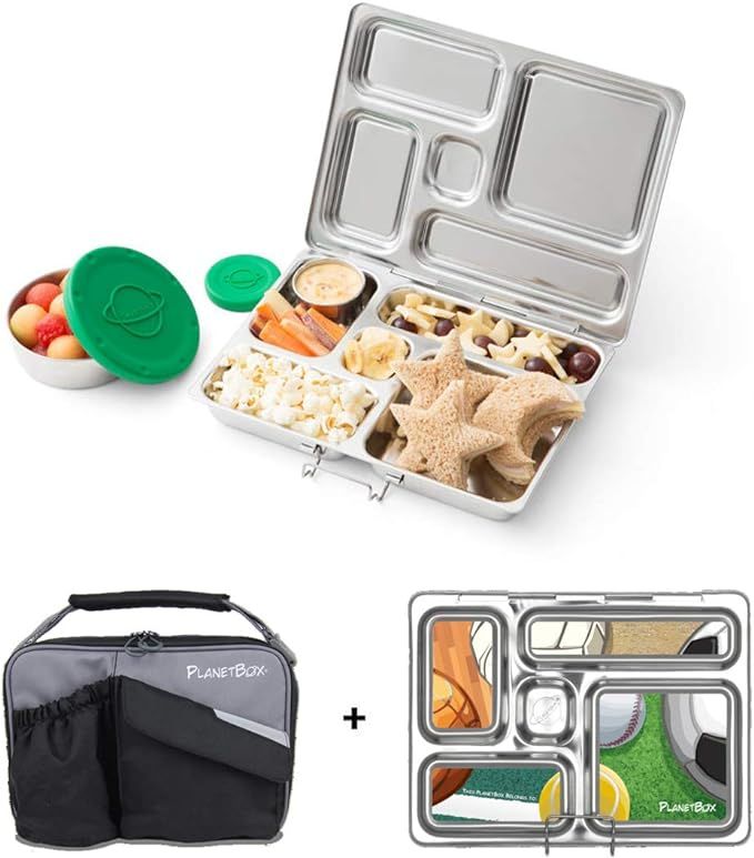 PlanetBox ROVER Eco-Friendly Stainless Steel Bento Lunch Box with 5 Compartments for Adults and K... | Amazon (US)