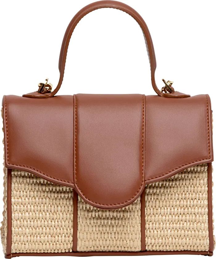 Meli Raffia & Leather Top Handle Bag | Nordstrom