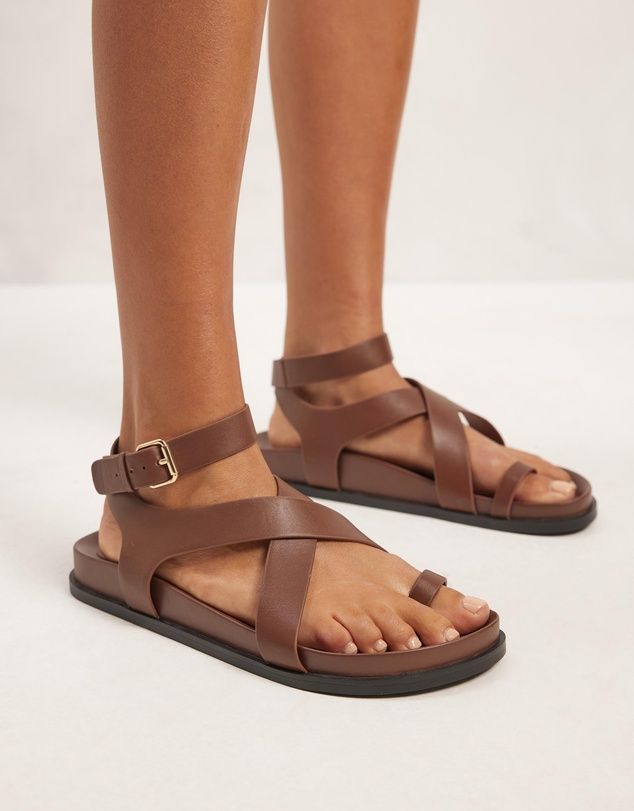 Leather Crossover Footbed Sandals | THE ICONIC (AU & NZ)