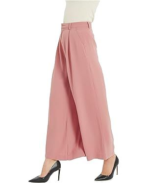 Tronjori Women High Waist Casual Wide Leg Long Palazzo Pants Trousers Regular Size | Amazon (US)