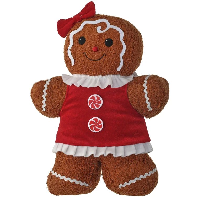 Fleece Gingerbread Girl with Peppermint Decorative Accent | Wayfair North America