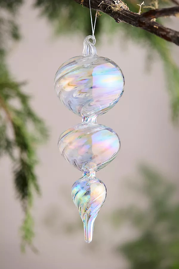 Iridescent Icicle Glass Ornament | Terrain