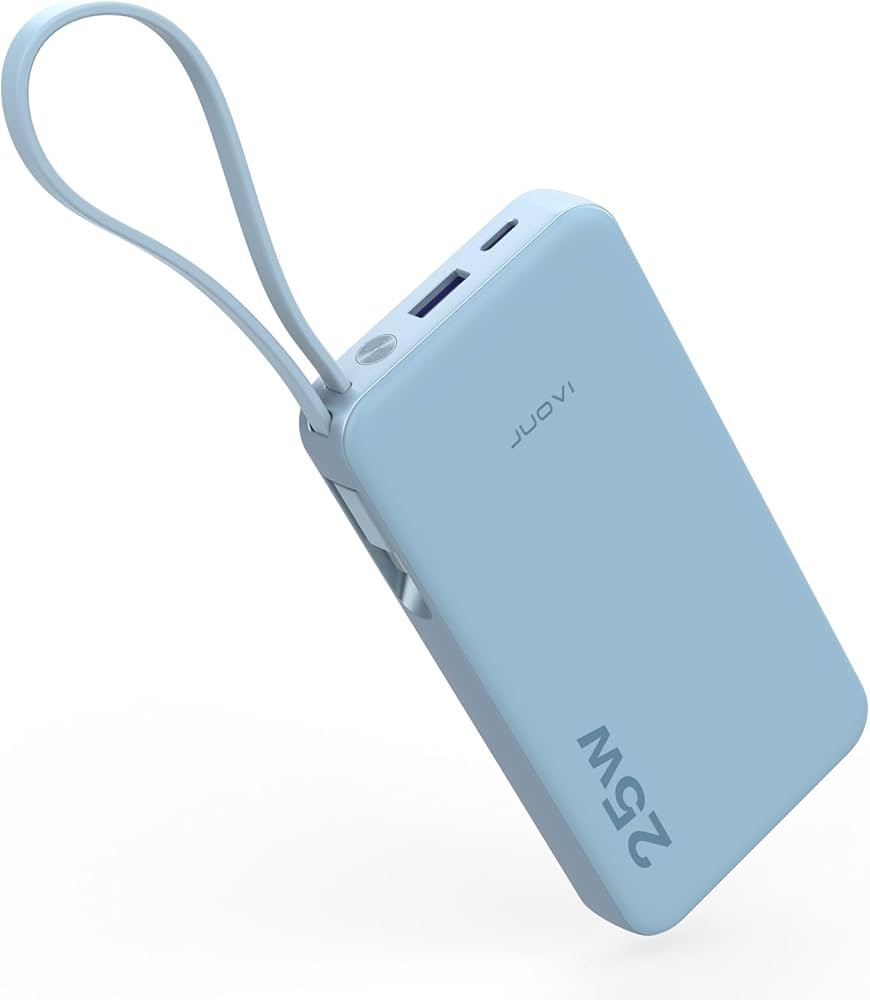 JUOVI 25W Portable Charger, 10000mah Power Bank Fast Charging with Built-in USB-C Cable, Battery ... | Amazon (US)